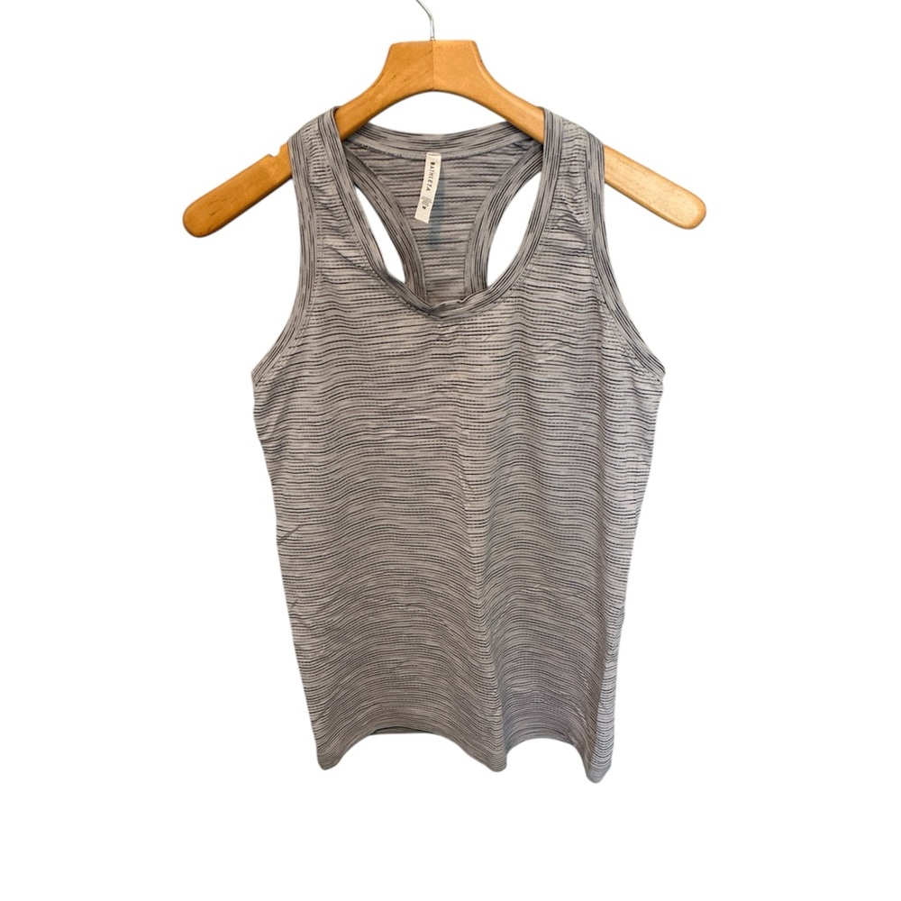 Athleta Racerback Gray Striped Women's Athletic Tank Top Medium